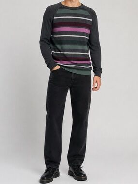 Springfield UP 100% Cotton Mens Shirt Large Pullover Long Sleeve Knit Striped L